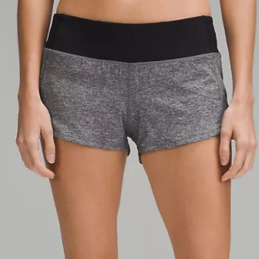 lululemon athletica Gray Heather Athletic Shorts with Black Waistband